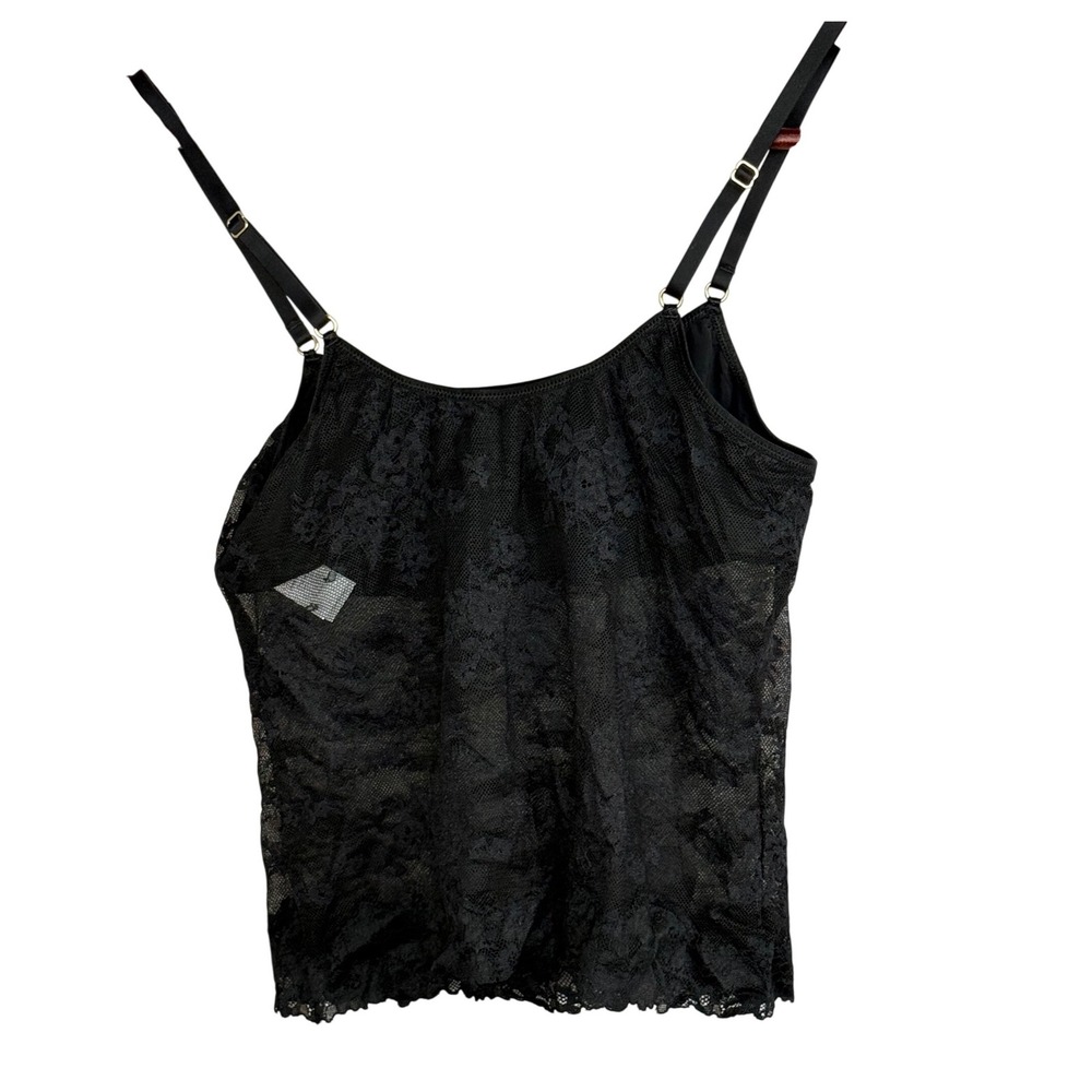 Aerie Show Off Camisole Women‎ Small Black Nylon Lace Sheer Adjustable Strap Top - Picture 2 of 8